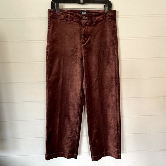 NWOT PAIGE Brown Velvet High Rise Straight Leg Nellie Pants Size 29 - Picture 1 of 10